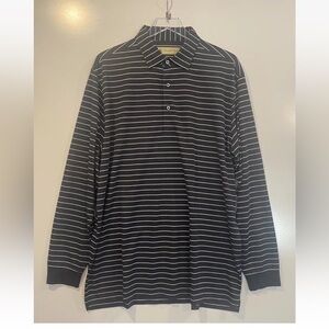 Donald Ross Polo Shirt Golf Gray Striped Long Sleeve Men’s Large (996)‎